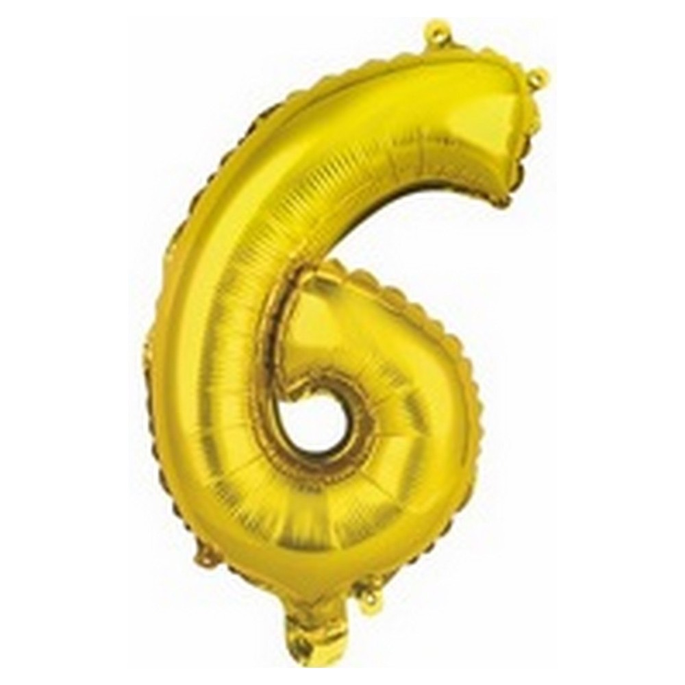Ballon en forme de chiffre 6 couleur or pour anniversaire