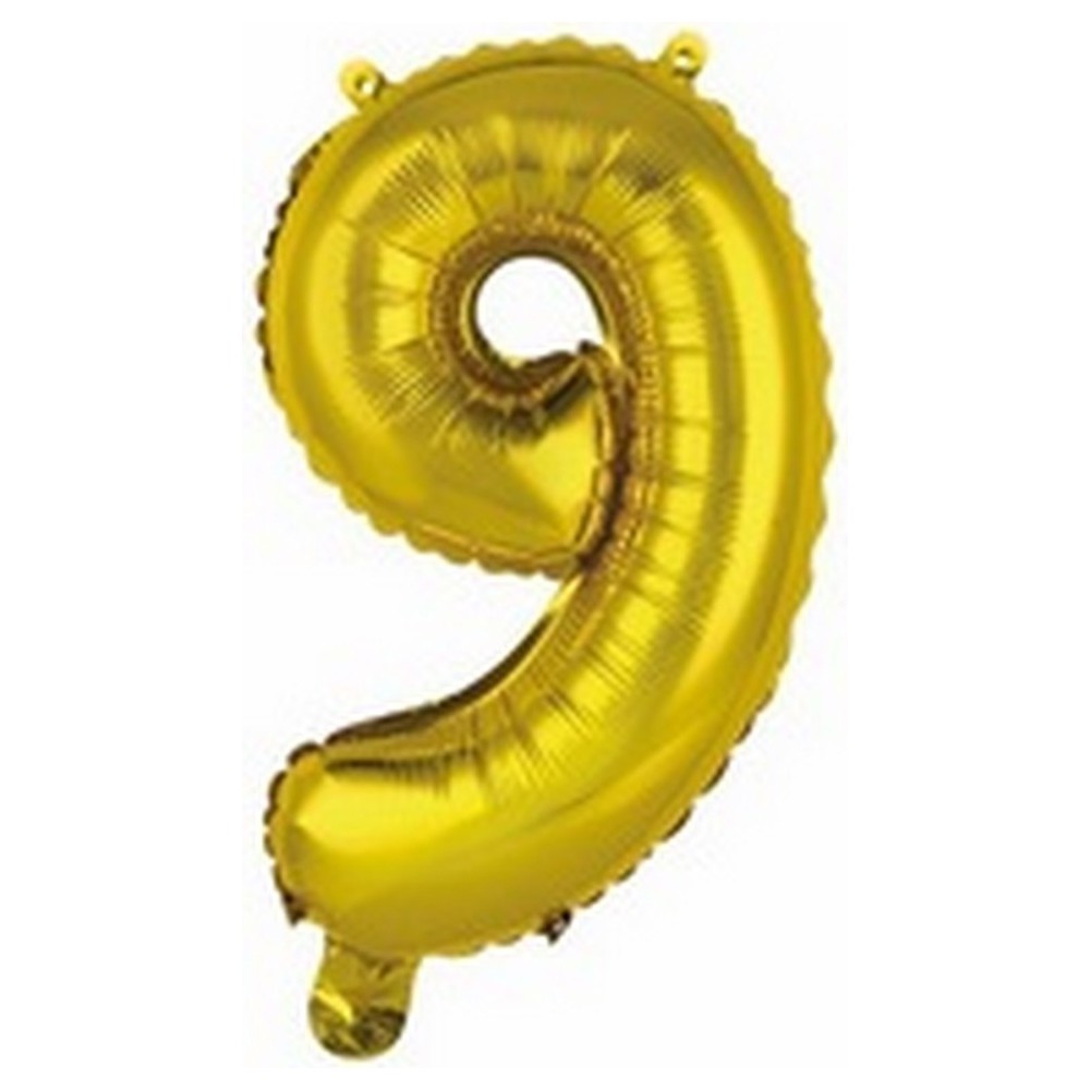 Ballon en forme de chiffre 9 couleur or pour anniversaire