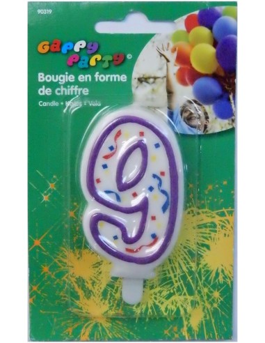 Bougie chiffre 9 pour gâteau d'anniversaire