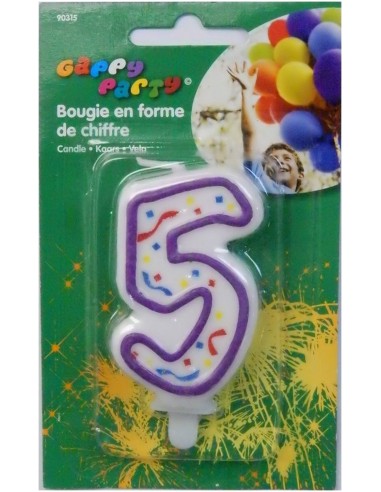 Bougie chiffre 5 pour gâteau d'anniversaire