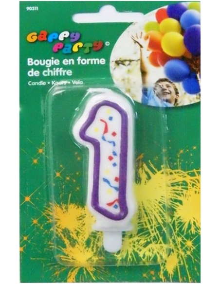 Bougie chiffre 1 pour gâteau d'anniversaire
