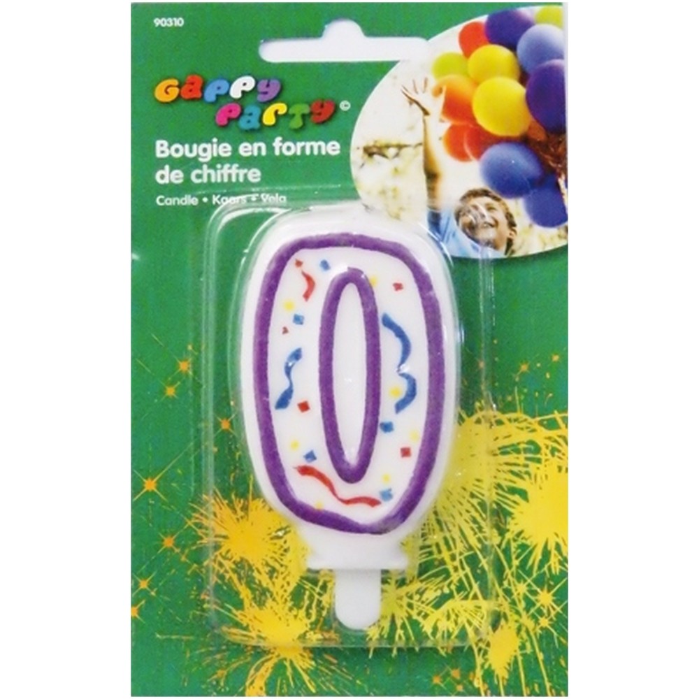 Bougie chiffre 0 pour gâteau d'anniversaire
