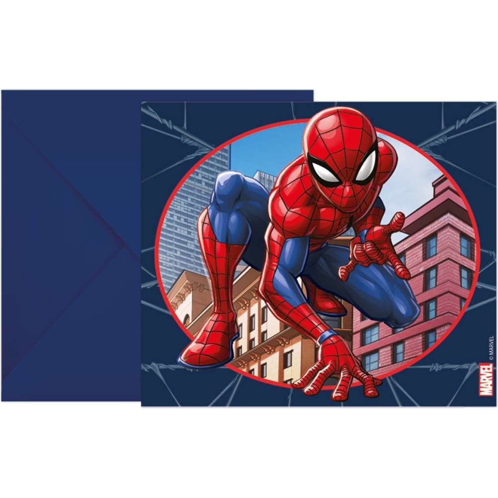 6 cartes invitation Spiderman