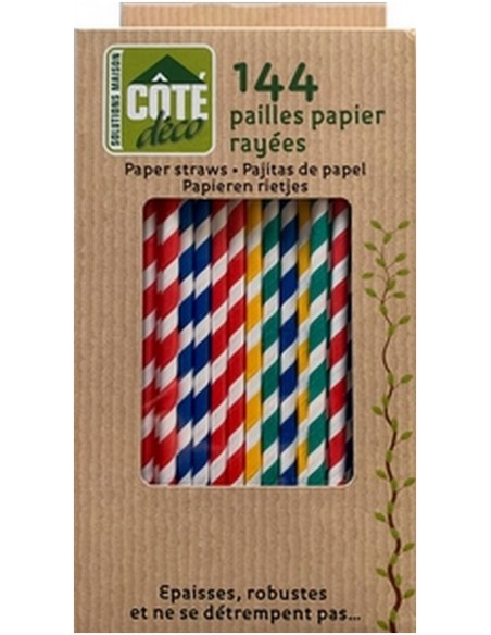 144 pailles rayées papier
