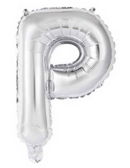 Ballon en forme de lettre P couleur argent pour anniversaire