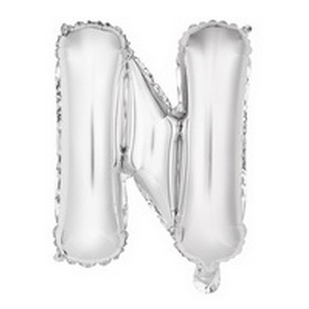 Ballon en forme de lettre N couleur argent pour anniversaire