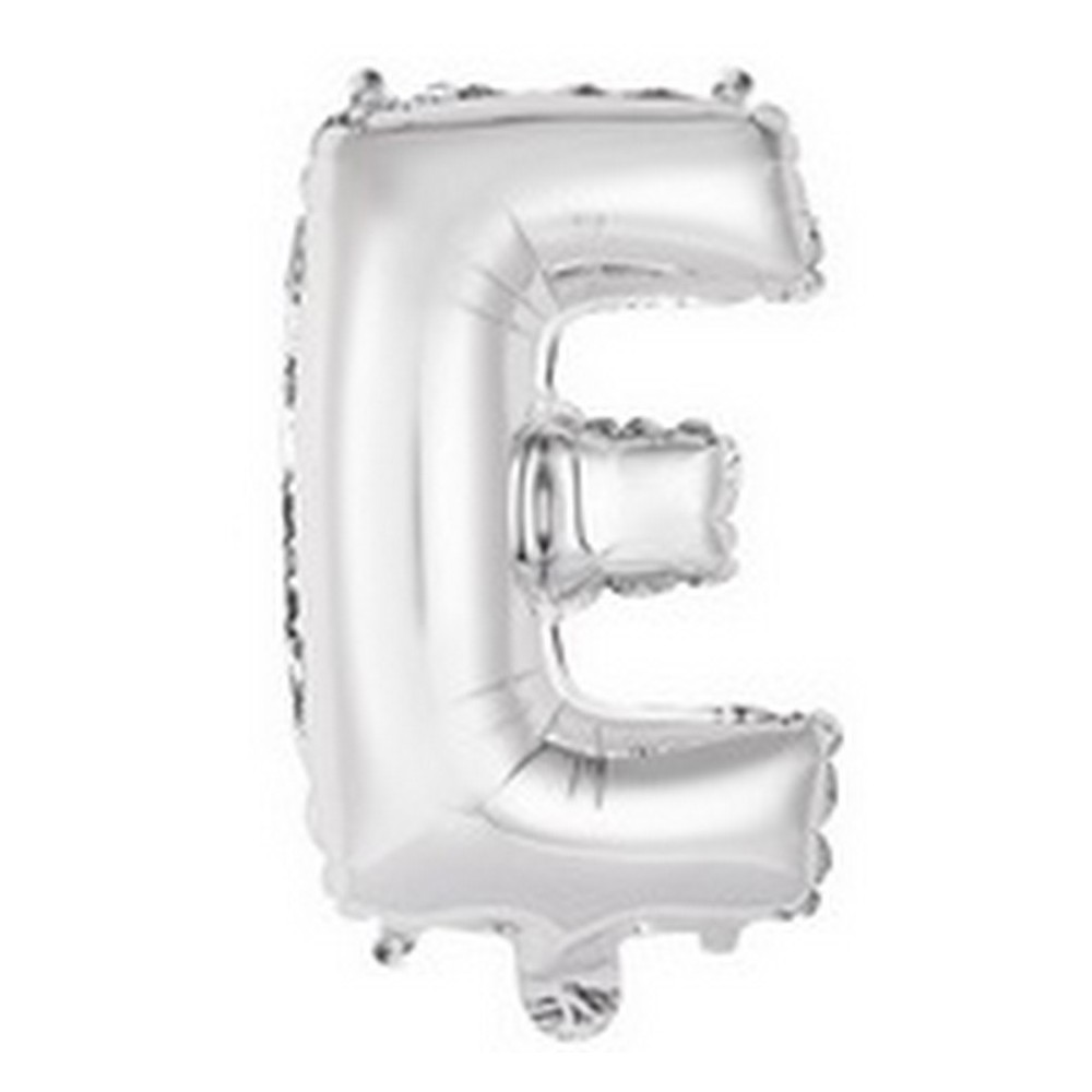 Ballon en forme de lettre E couleur argent pour anniversaire