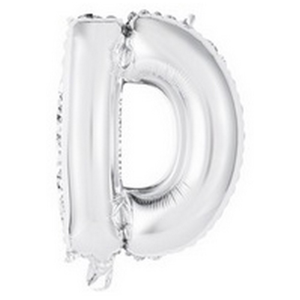 Ballon en forme de lettre D couleur argent pour anniversaire