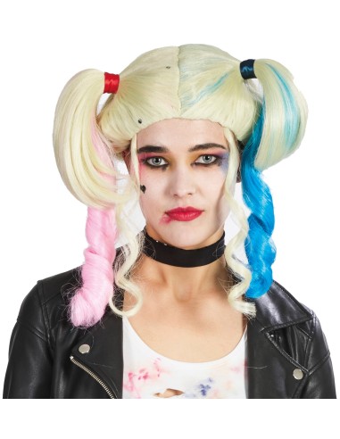 Perruque blonde Harley Queen avec couettes