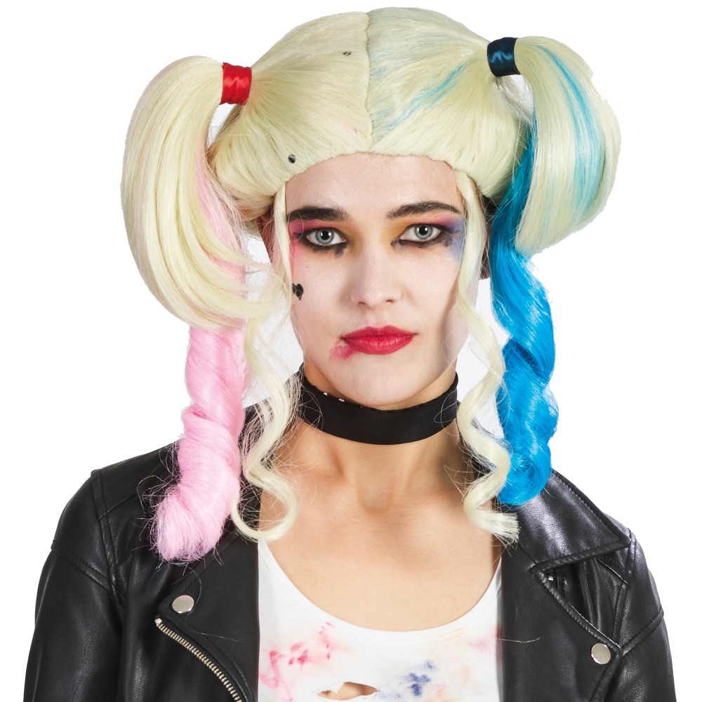 Perruque blonde Harley Queen avec couettes