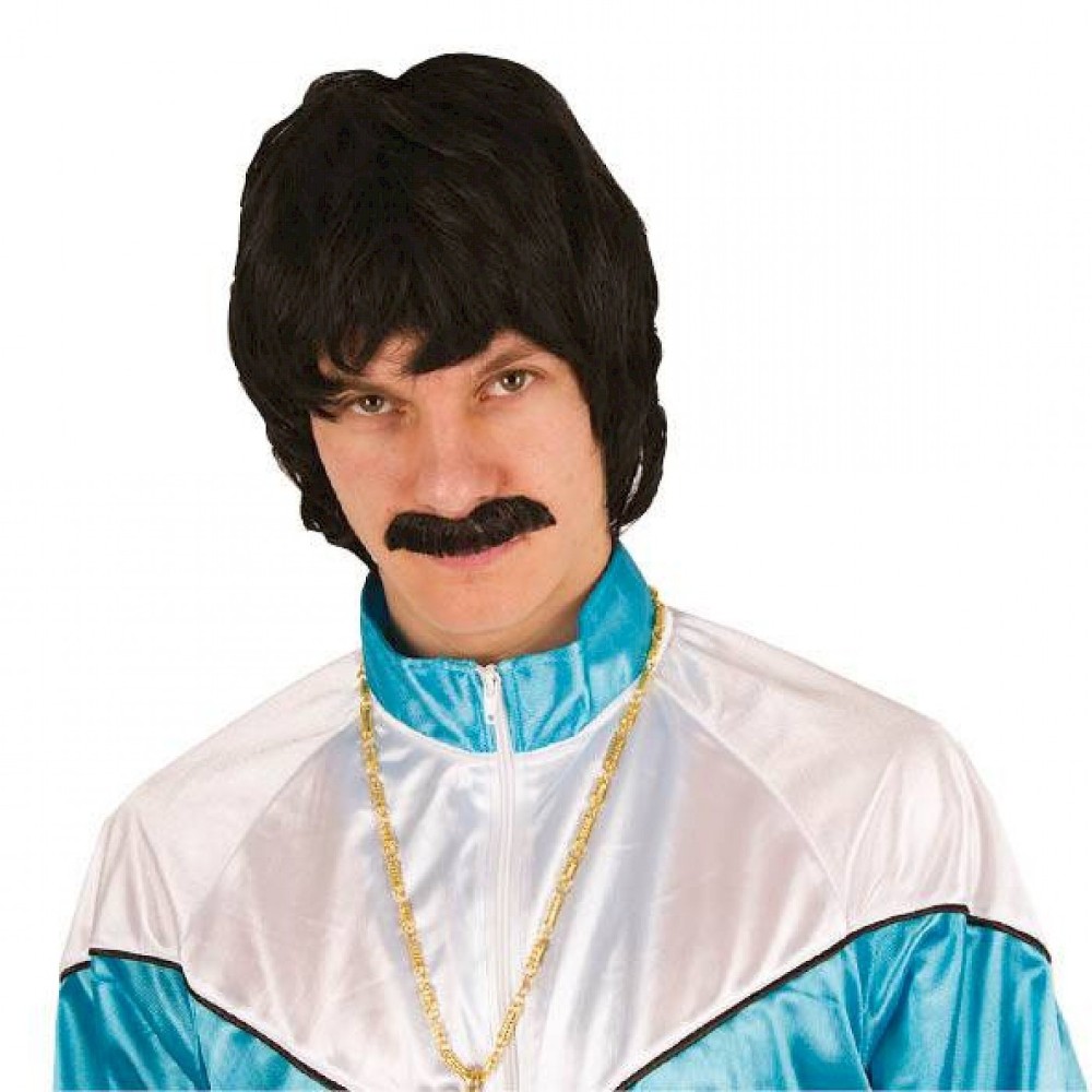 Perruque courte avec moustache