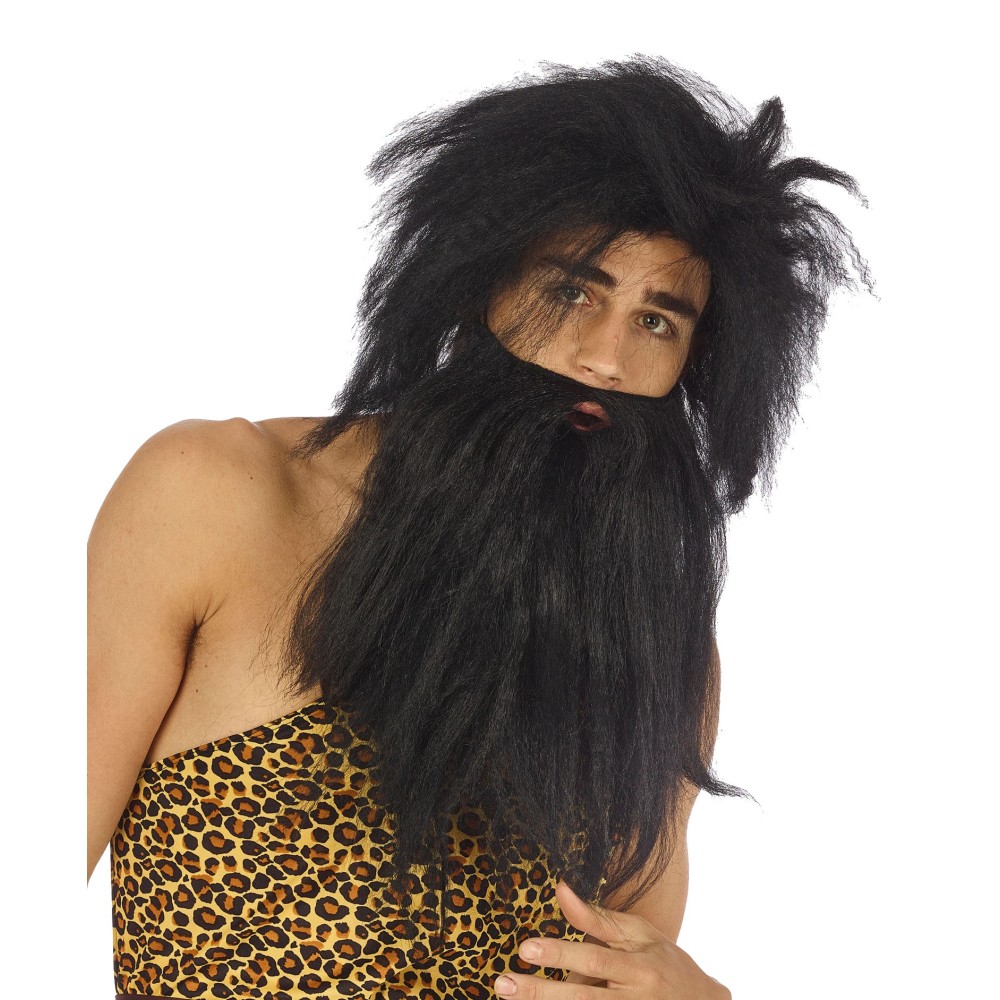 Perruque homme des cavernes avec barbe