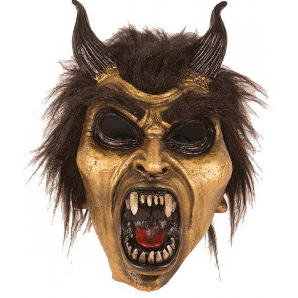 Masque de diable doré avec cornes