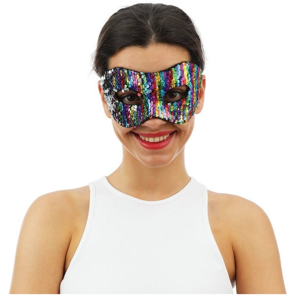 Loup sequins réversibles multicolore et argent