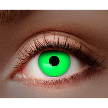 Paire de lentilles fantaisies de couleur verte UV néon pour Halloween
