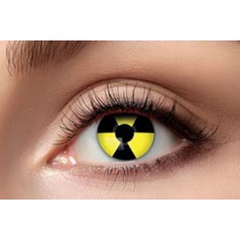 Paire de lentilles fantaisies avec logo radioactif jaune et noir