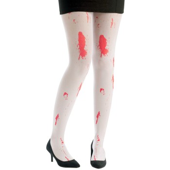 Collants blancs avec taches de sang rouge