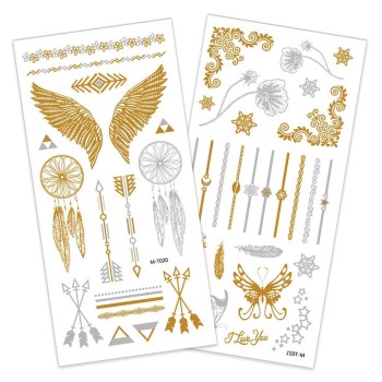Plaquette tatouages temporaires or/argent