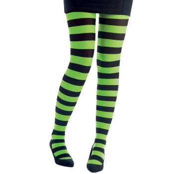 Collant rayé noir et vert