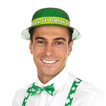 Chapeau melon vert paillettes Saint Patrick