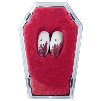 Canines de vampire sanglantes adhésive pour maquillage Halloween
