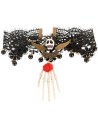 Bracelet dentelles tête de mort avec main de squelette