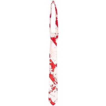 Cravate blanche avec taches de sang rouge