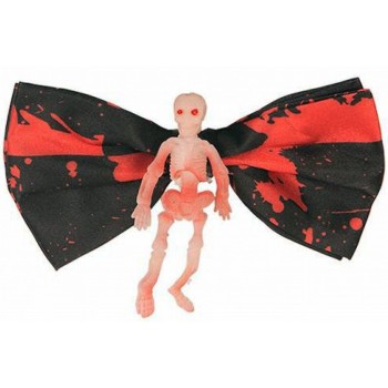 Noeud papillon noir ensanglanté avec petit squelette