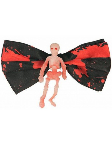 Noeud papillon noir ensanglanté avec petit squelette