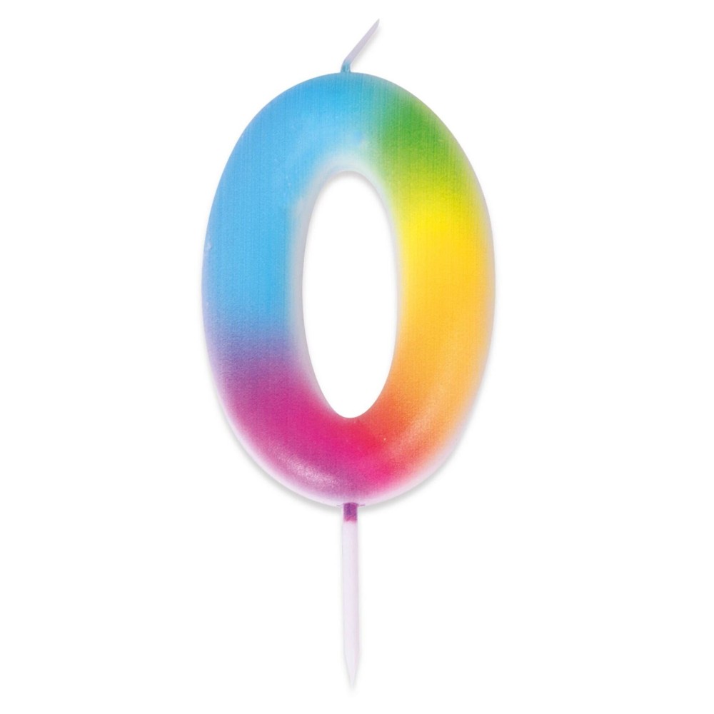 Bougie chiffre 0 multicolore pour gâteau d'anniversaire