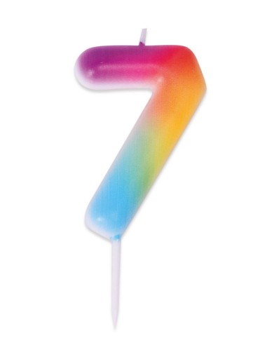 Bougie chiffre 7 multicolore pour gâteau d'anniversaire