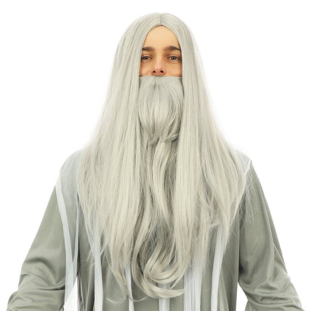 Perruque et barbe mage grise