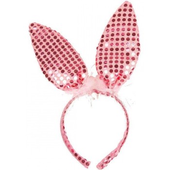 Serre-tête oreilles lapin rose brillant