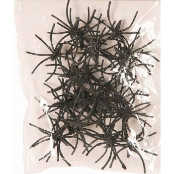 Sachet de 20 petites araignées noires pour déco Halloween
