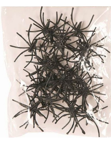 Sachet de 20 petites araignées noires pour déco Halloween