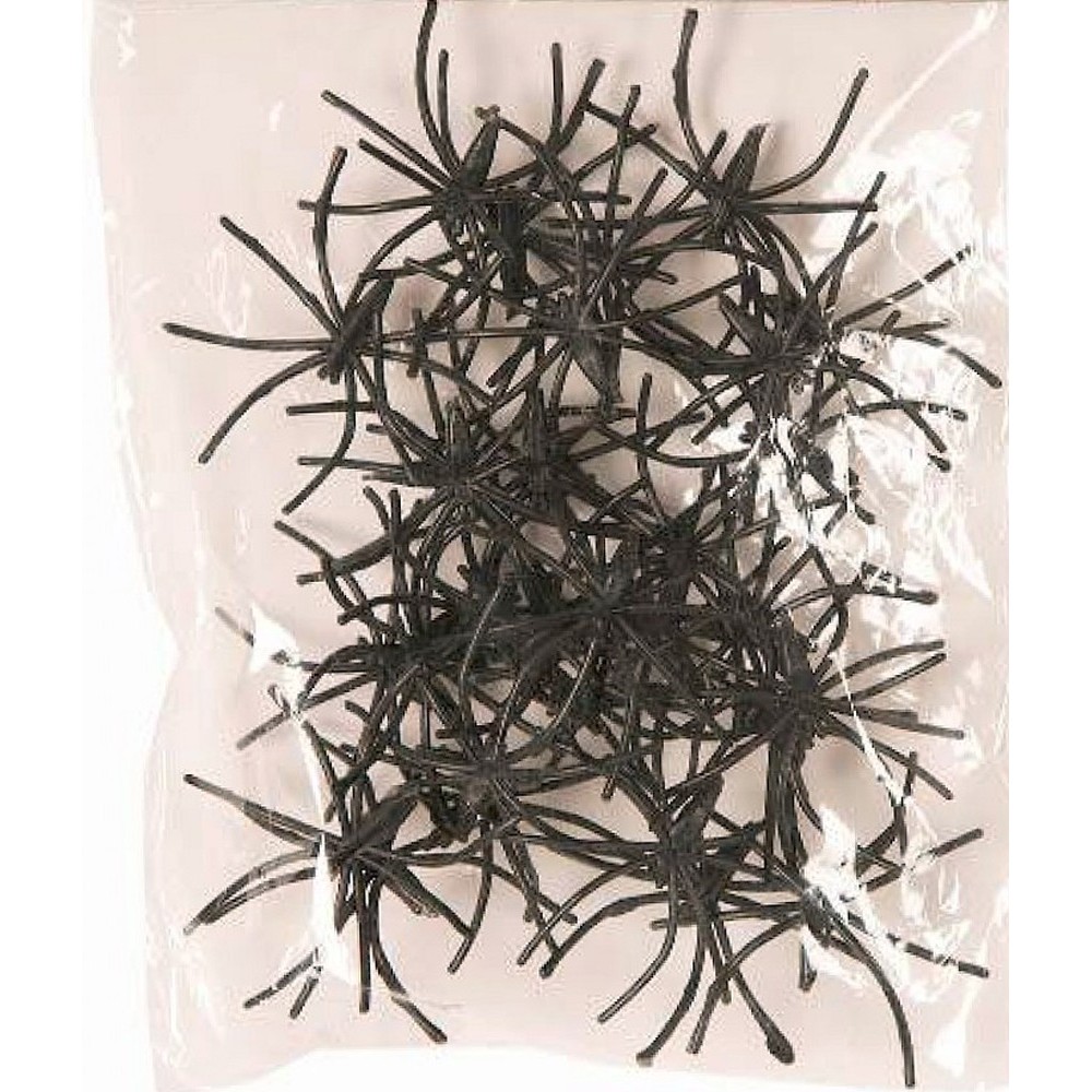 Sachet de 20 petites araignées noires pour déco Halloween