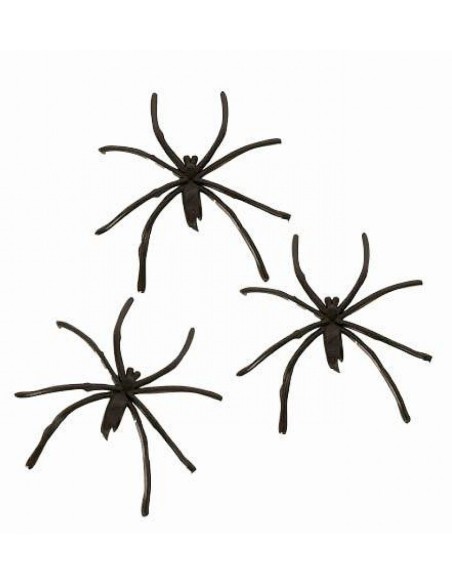 Sachet de 20 petites araignées noires pour déco Halloween