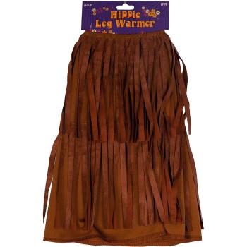 Paire de jambières hippie marron à franges
