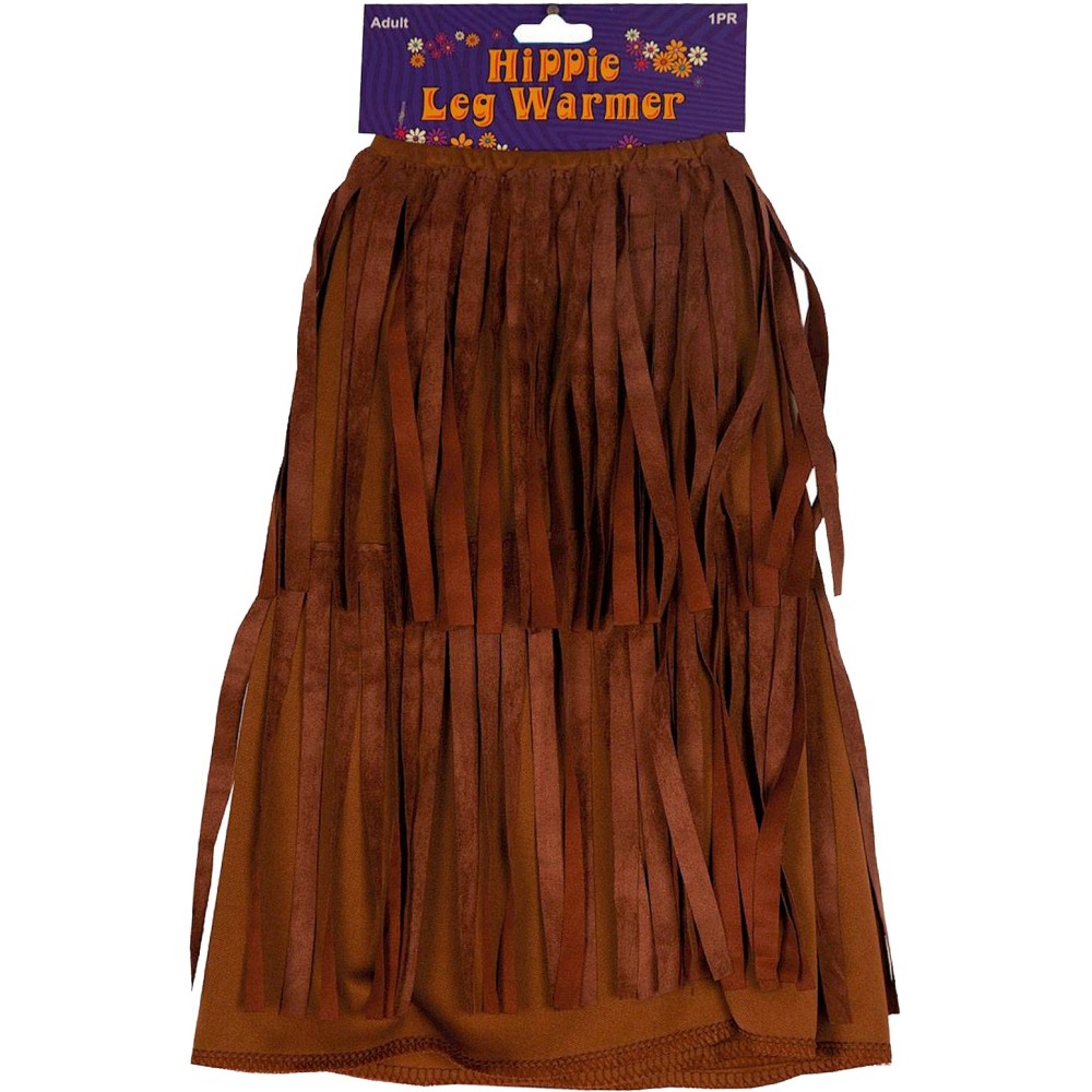 Paire de jambières hippie marron à franges