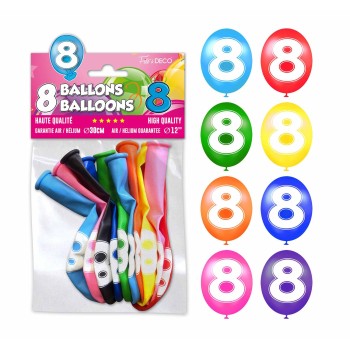 8 ballons chiffre 8