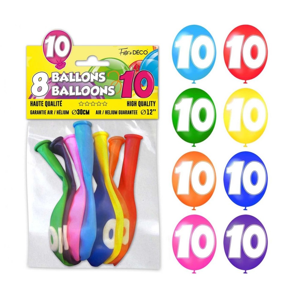 8 ballons chiffre 10