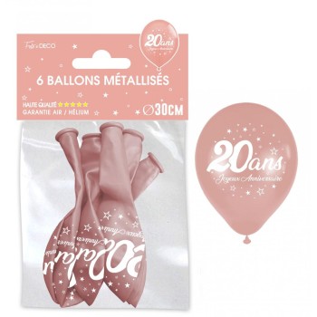 6 ballons joyeux anniversaire 20 ans