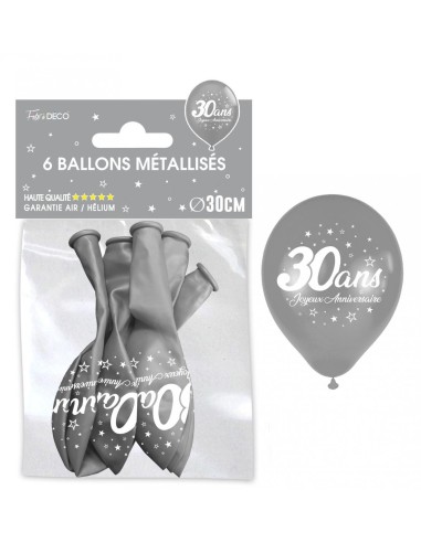 6 ballons joyeux anniversaire 30 ans