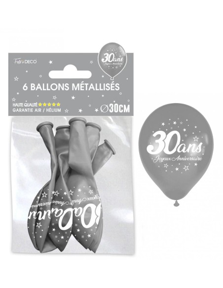 6 ballons joyeux anniversaire 30 ans