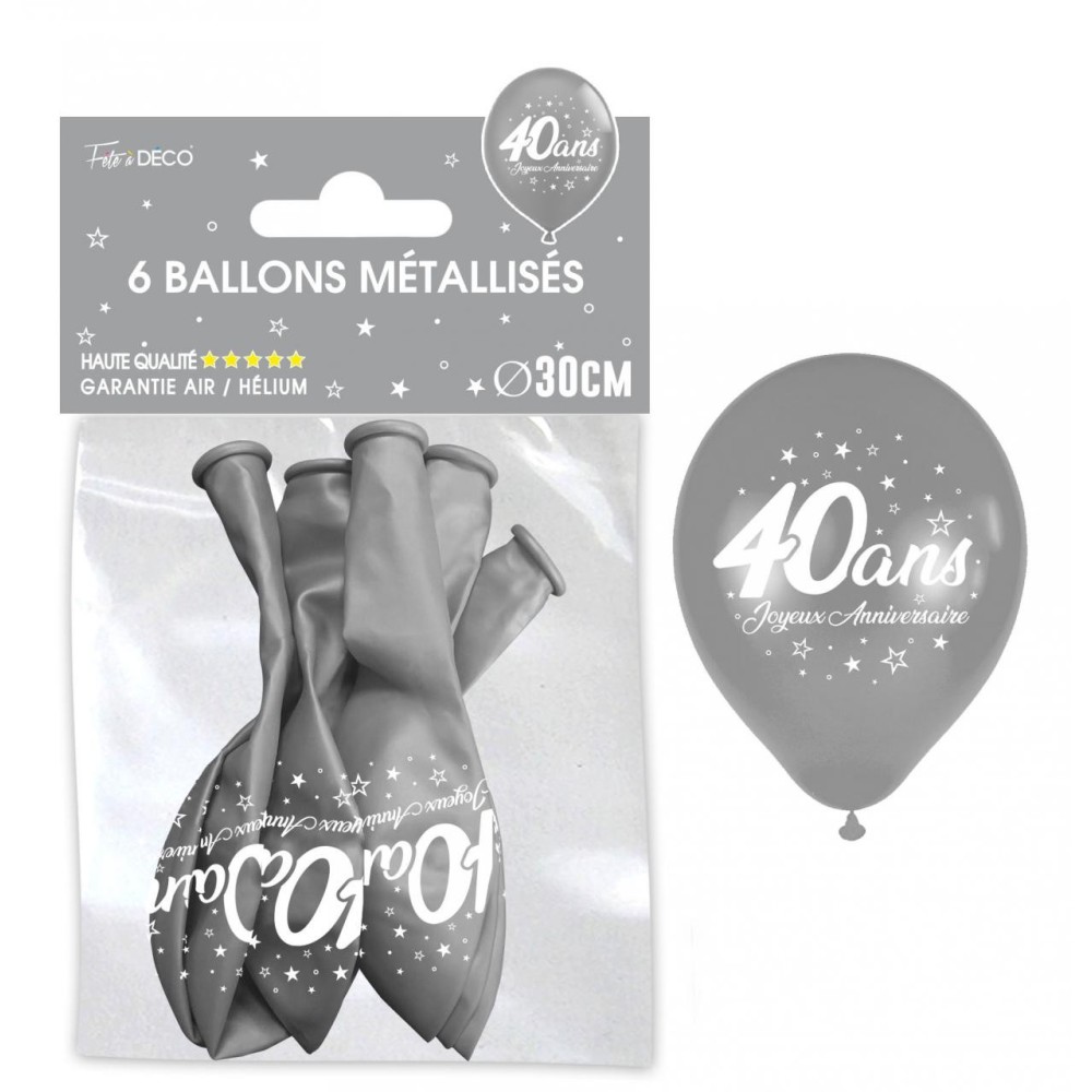 6 ballons joyeux anniversaire 40 ans