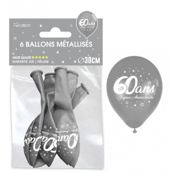 6 ballons joyeux anniversaire 60 ans