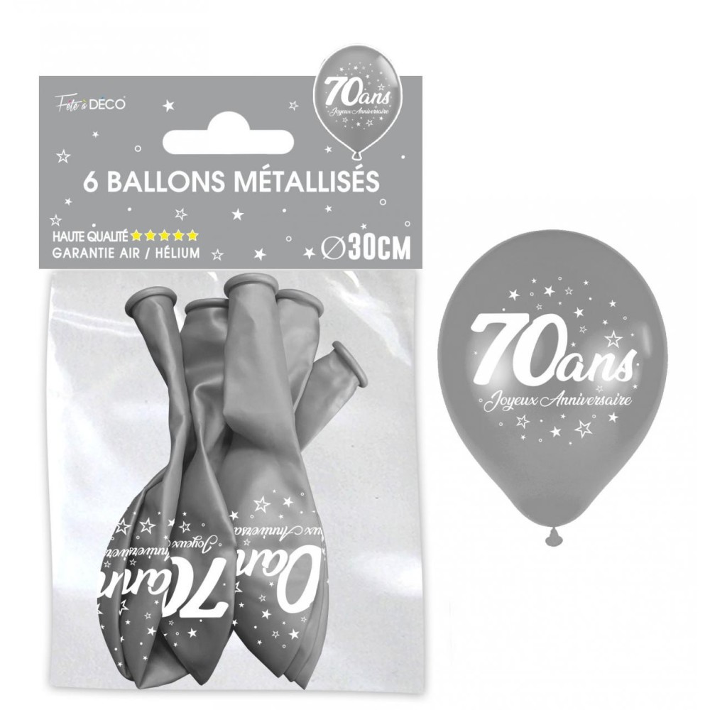6 ballons joyeux anniversaire 70 ans
