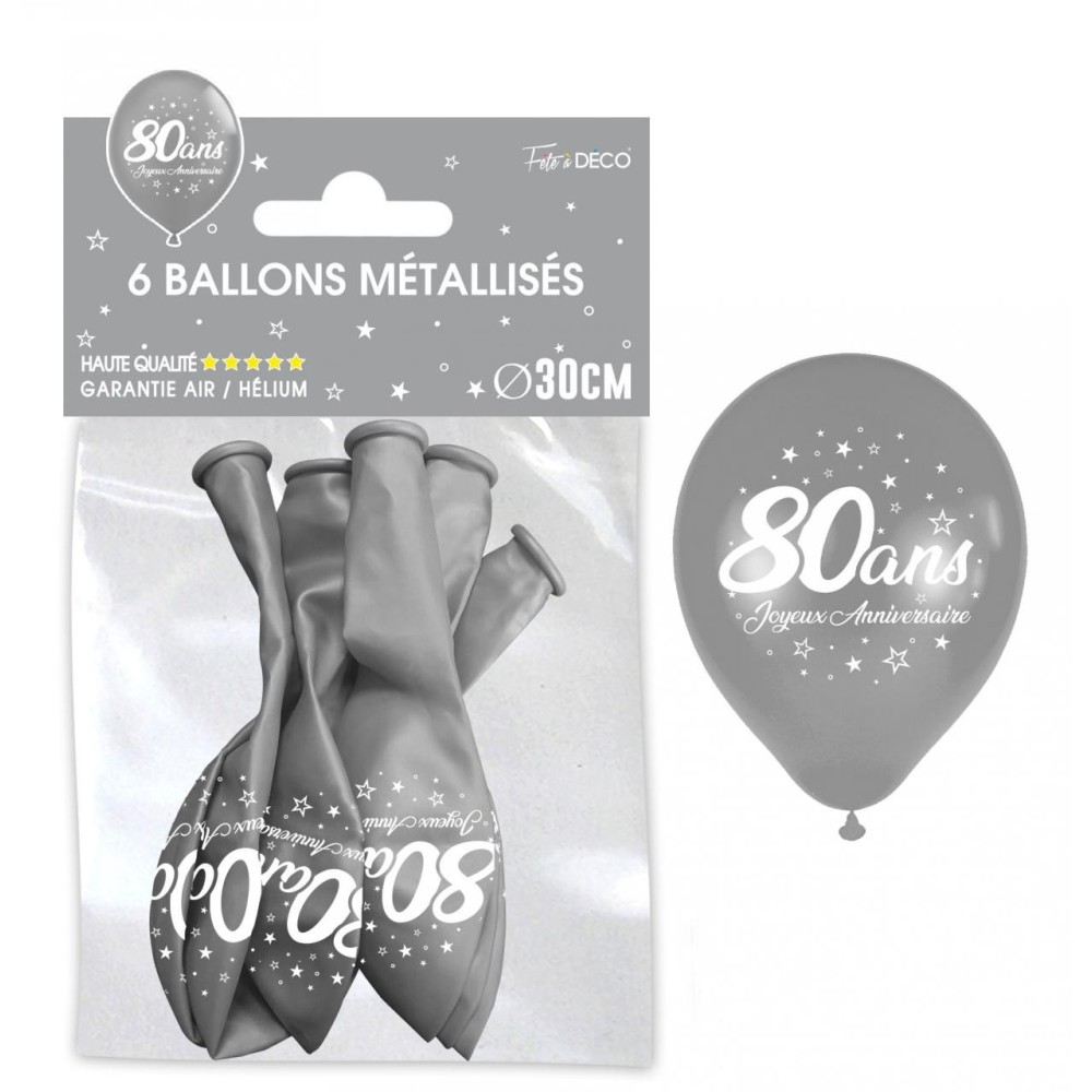 6 ballons joyeux anniversaire 80 ans