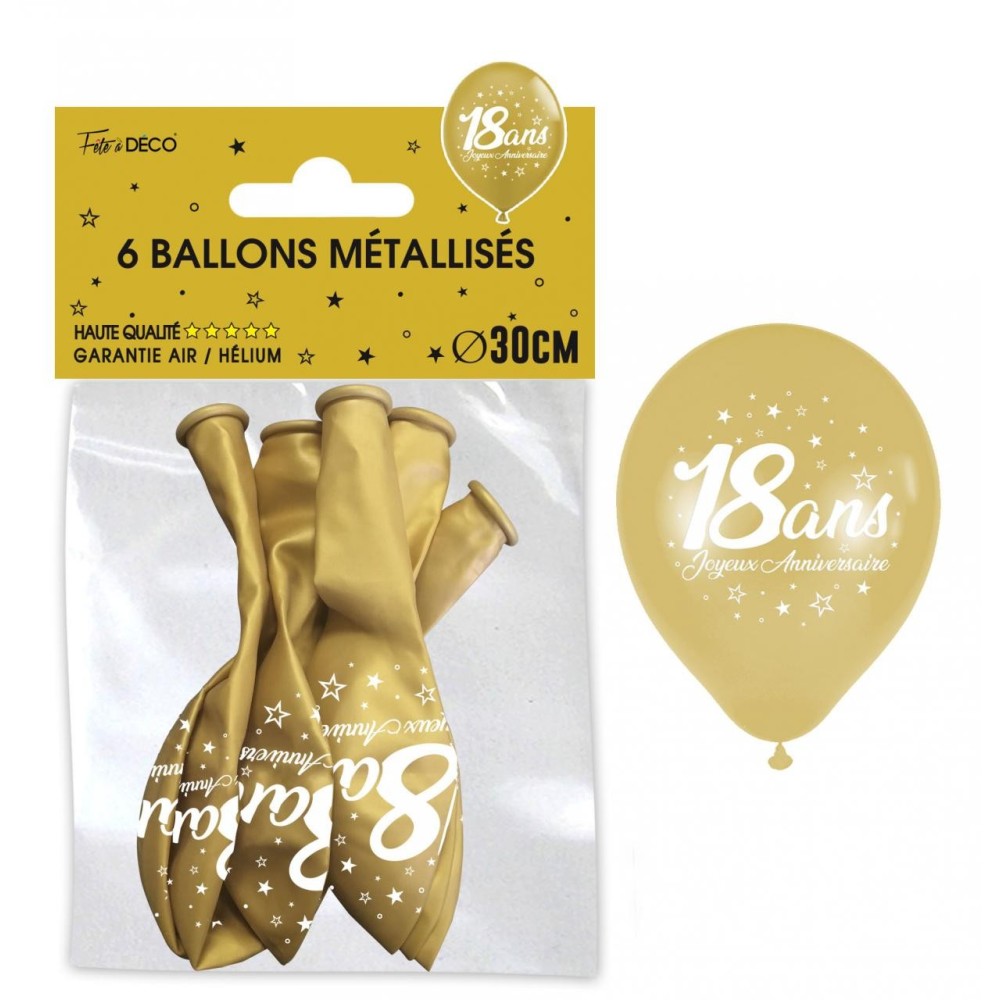 6 ballons joyeux anniversaire 18 ans