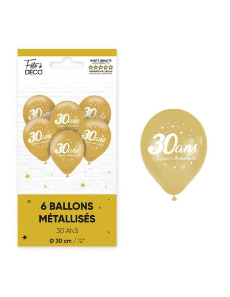6 ballons joyeux anniversaire 30 ans
